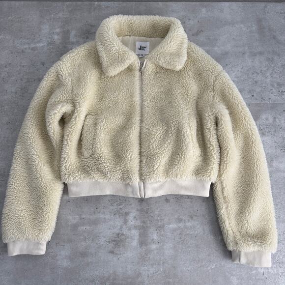 Tiger Mist Teddy Sherpa bomber jacket in cream size small - Picture 1 of 8